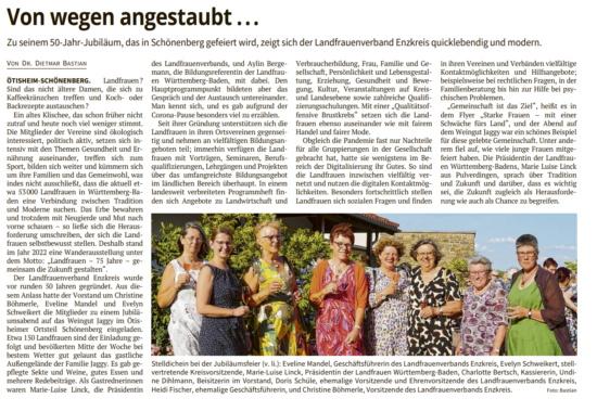 50 Jahre LandFrauen Enzkreis Artikel Mühlacker Tagblatt